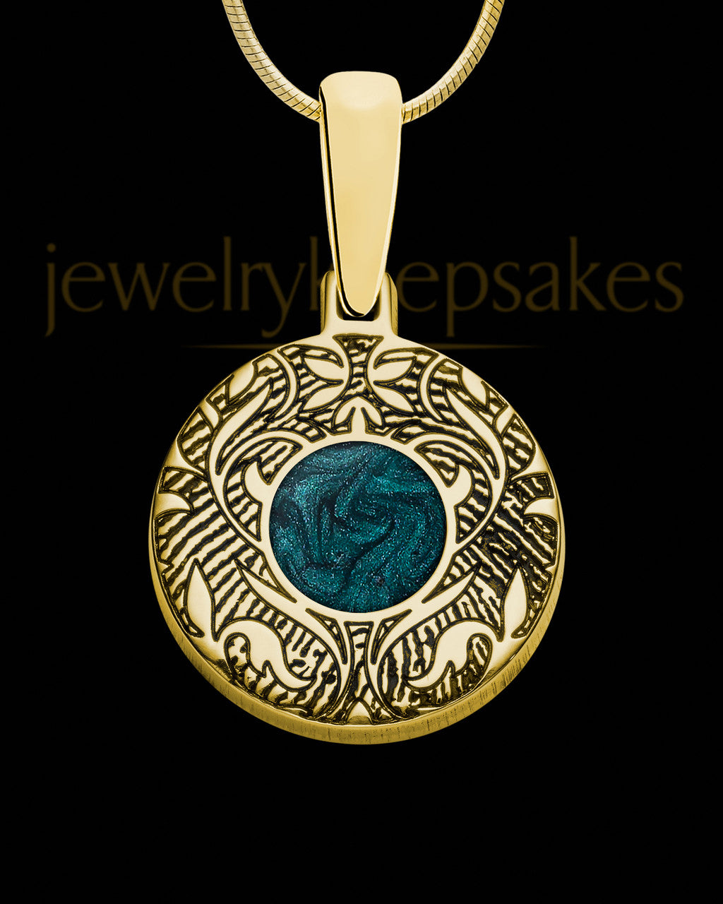 Gold Plated Sterling Silver Small Round Ash and Thumbprint Pendant