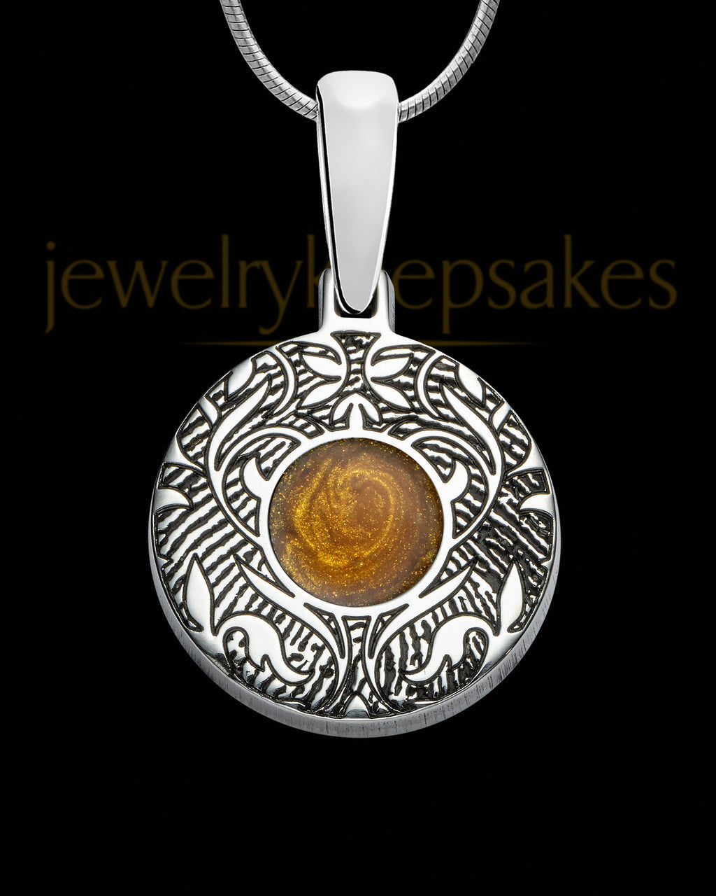 Sterling Silver Small Round Ash and Thumbprint Pendant