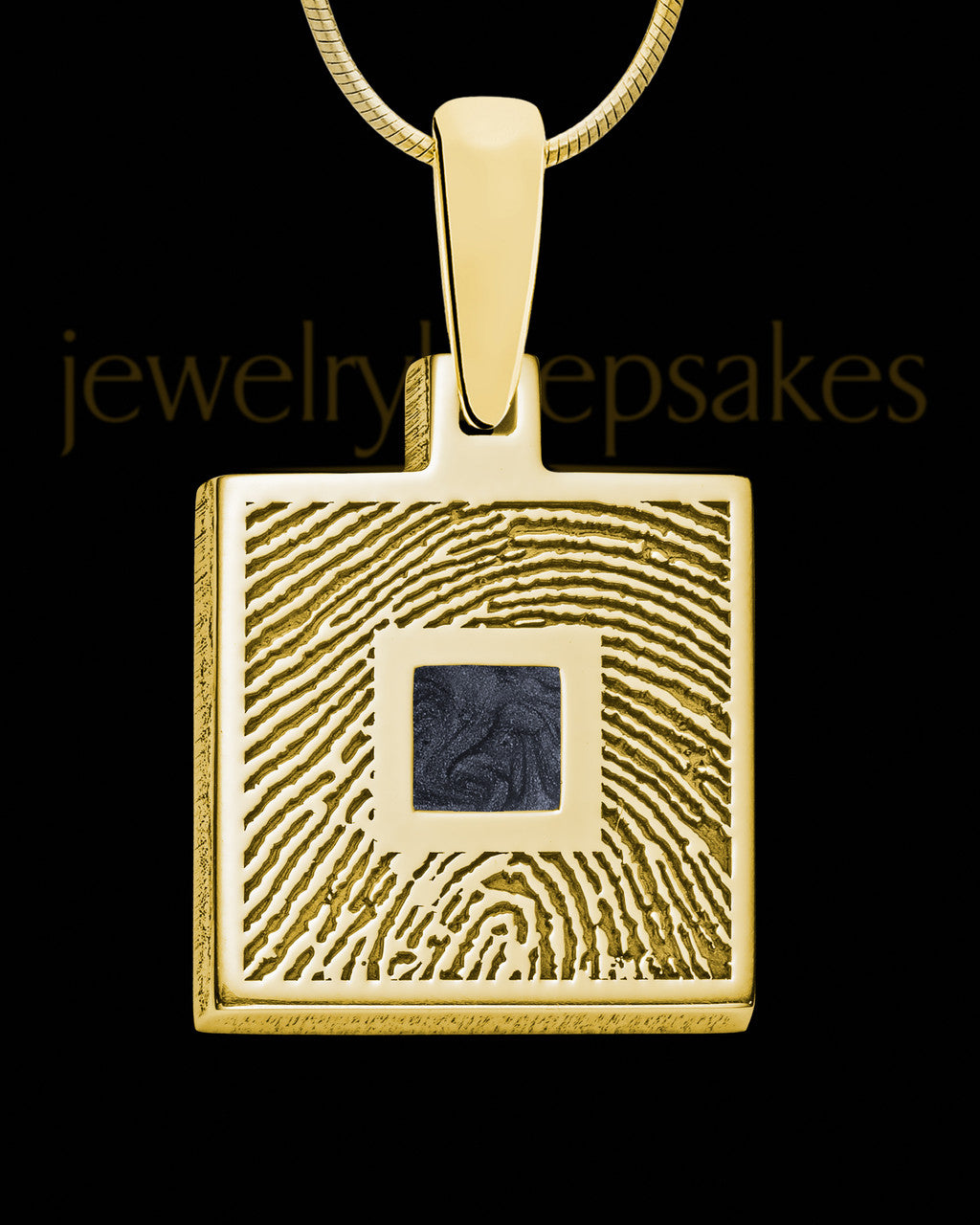 Gold Plated Sterling Silver Square Ash and Thumbprint Pendant