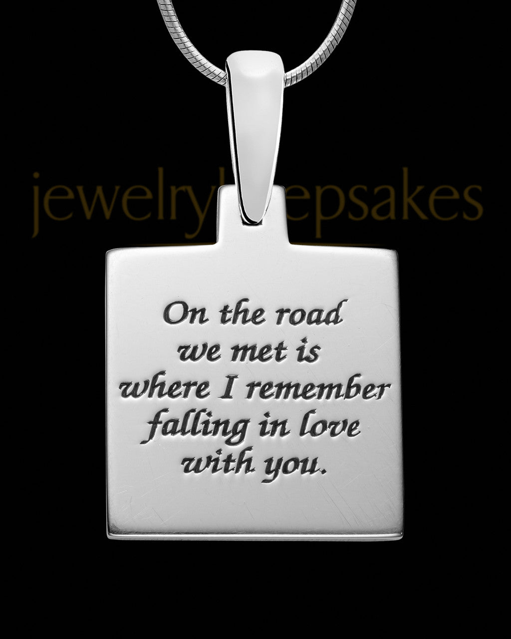 Sterling Silver Square Ash and Thumbprint Pendant