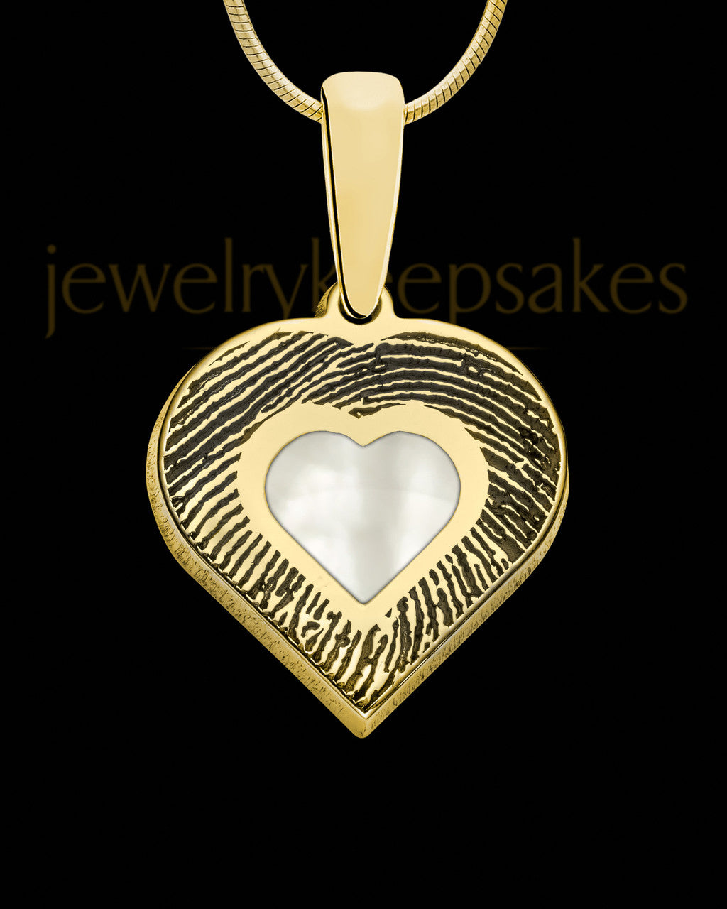 Gold Plated Sterling Silver Small Heart  Ash and Thumbprint Pendant