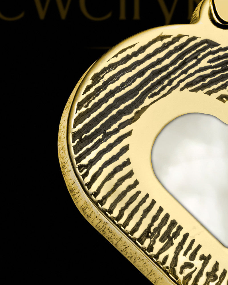Gold Plated Sterling Silver Small Heart  Ash and Thumbprint Pendant