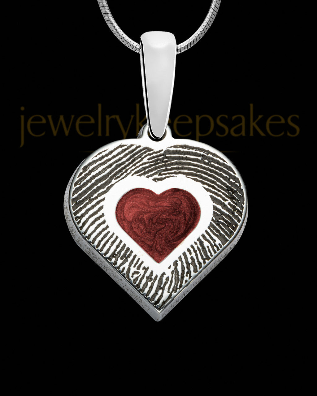 Engravable Small Heart Ashes Into Thumbprint Pendant Sterling Silver
