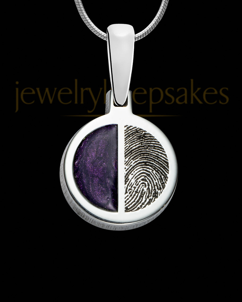 Sterling Silver Round Ash and Thumbprint Pendant