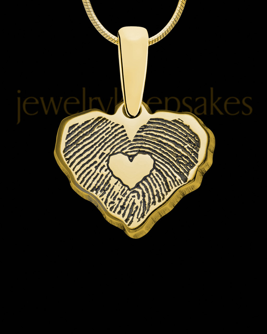 Solid 14K Gold Cut Petite Heart Thumbprint Pendant with Signature on Back