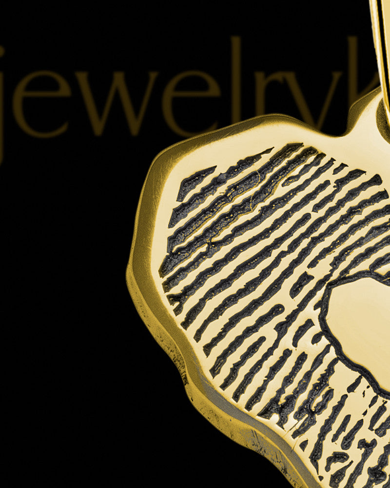 Gold Sterling Cut Petite Heart Thumbprint Pendant with Signature on Back