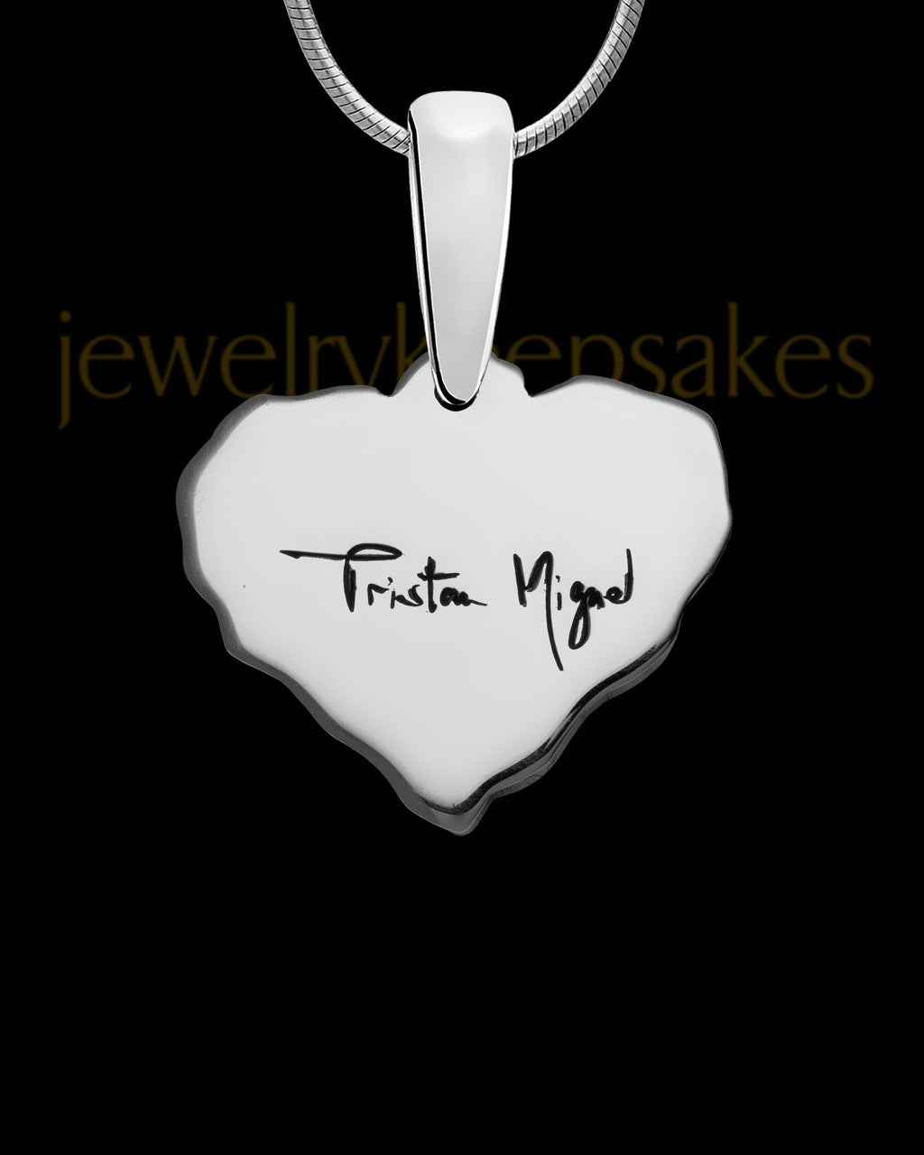 Sterling Cut Petite Heart Thumbprint Pendant with Signature on Back