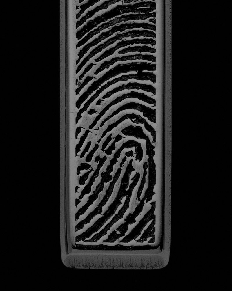 Black Sterling Silver Small Bar Thumbprint Pendant with Signature on Back