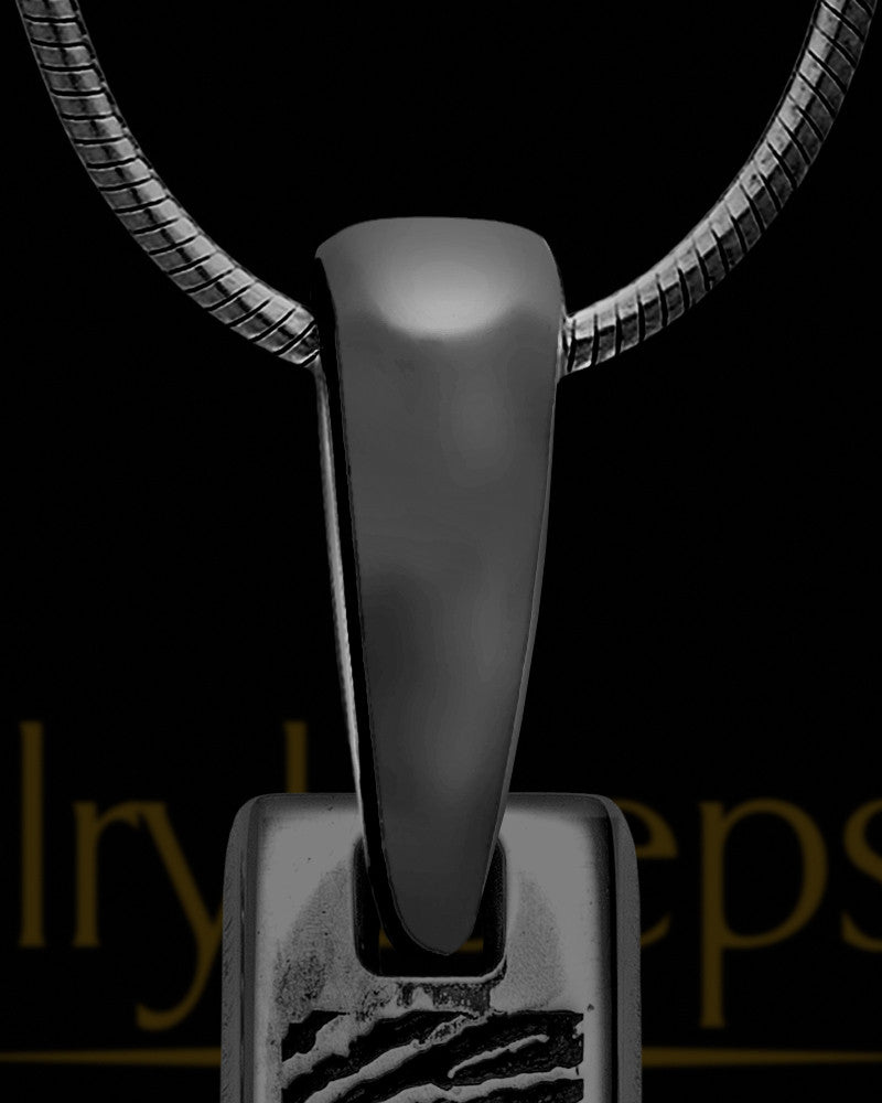 Black Sterling Silver Small Bar Thumbprint Pendant with Signature on Back