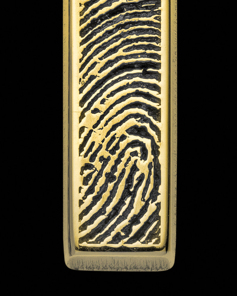 Solid 14K Gold Silver Small Bar Thumbprint Pendant with Signature on Back