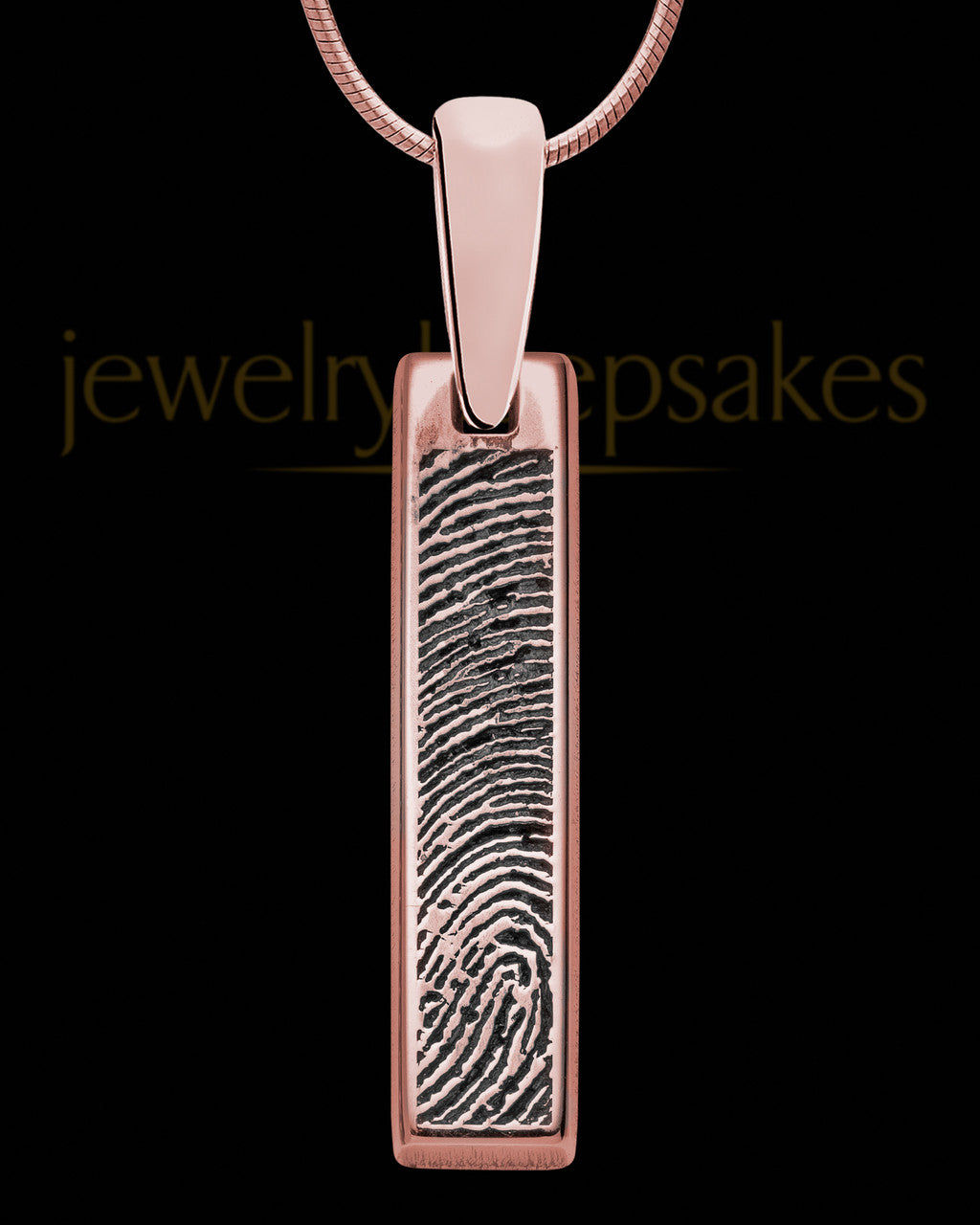 Rose Gold Sterling Silver Small Bar Thumbprint Pendant with Signature on Back