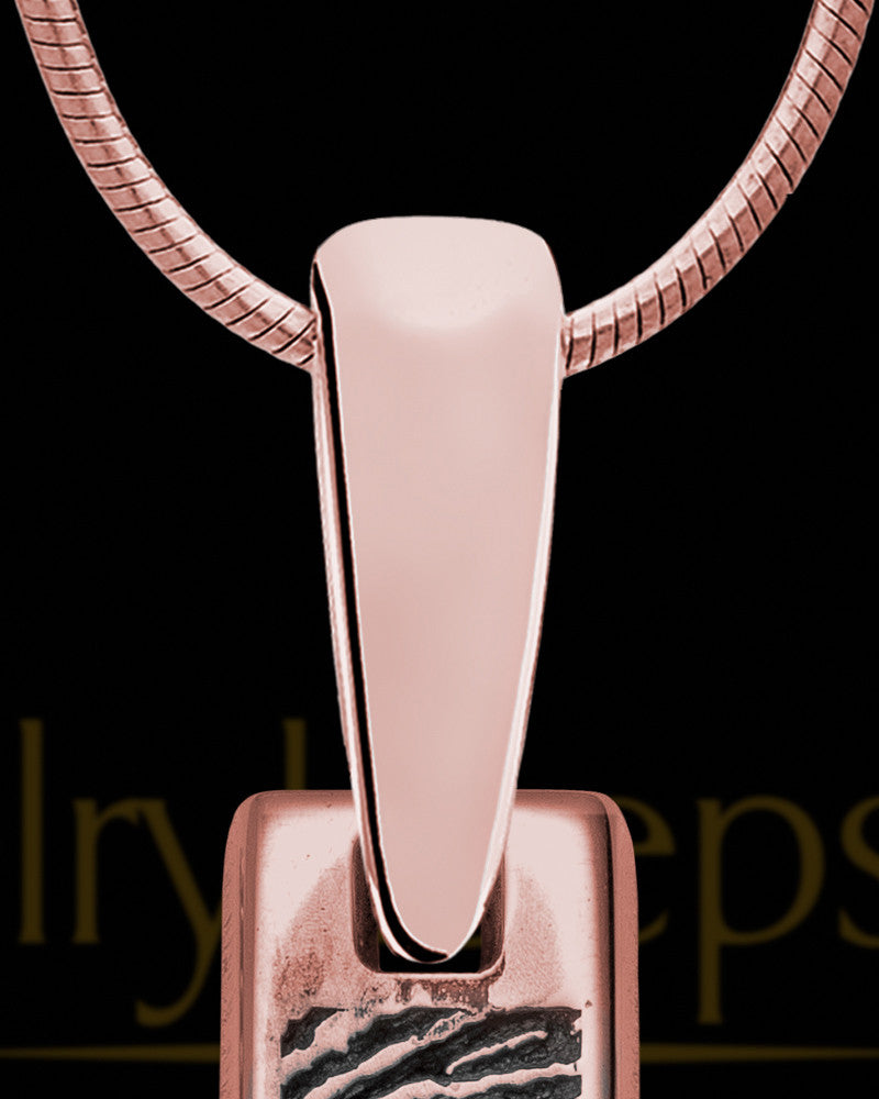Rose Gold Sterling Silver Small Bar Thumbprint Pendant with Signature on Back