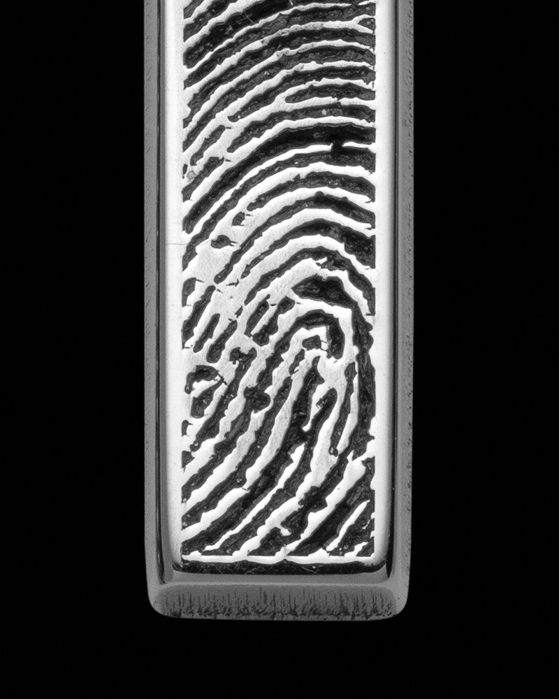 Sterling Silver Small Bar Thumbprint Pendant with Signature on Back