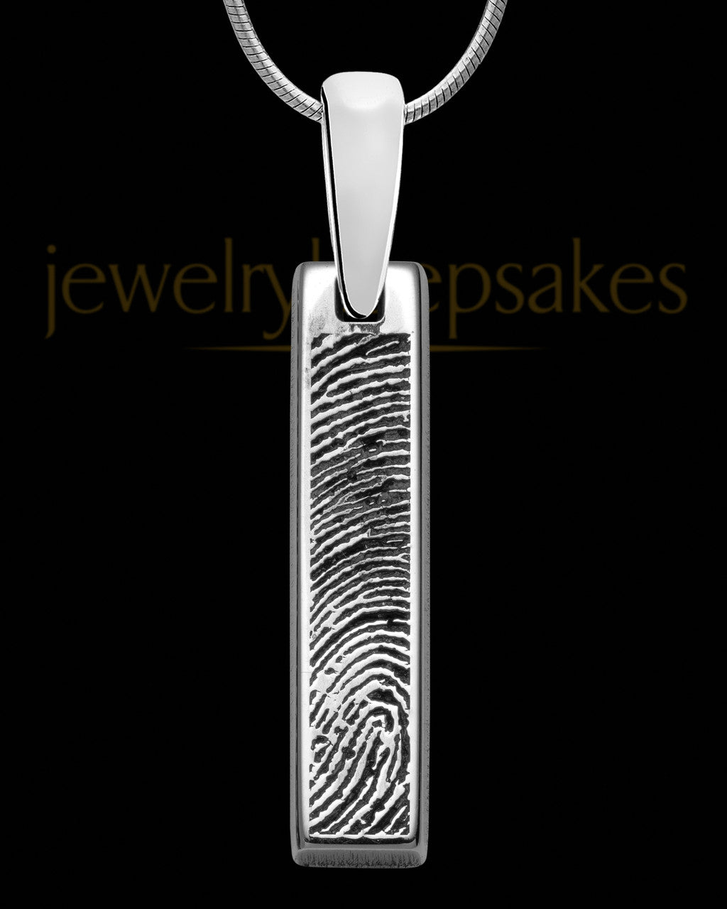 Sterling Silver Small Bar Thumbprint Pendant with Signature on Back