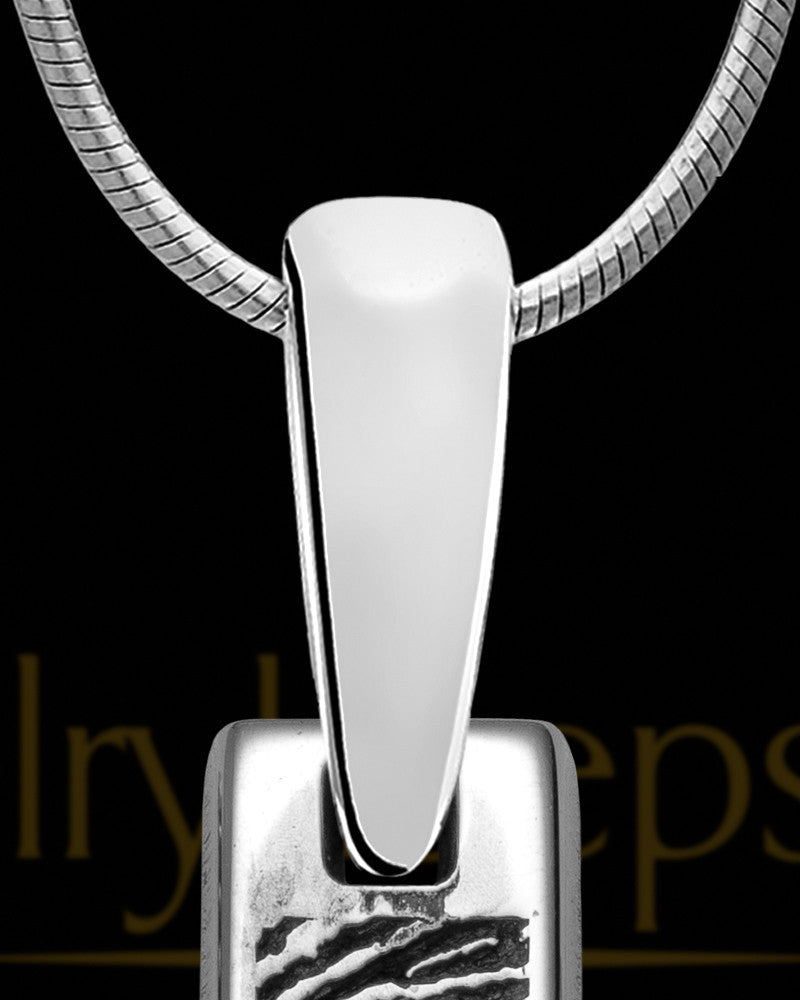 Sterling Silver Small Bar Thumbprint Pendant with Signature on Back