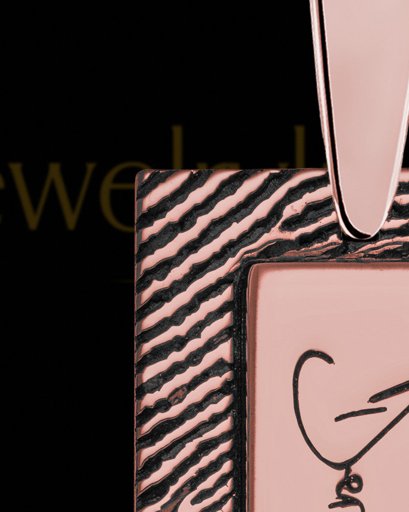 Rose Gold Sterling Silver Rectangle Signature Thumbprint Pendant