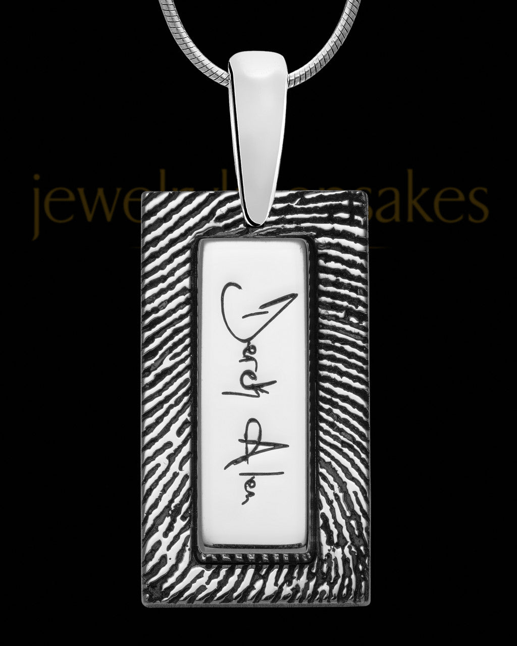 Sterling Silver Rectangle Signature Thumbprint Pendant