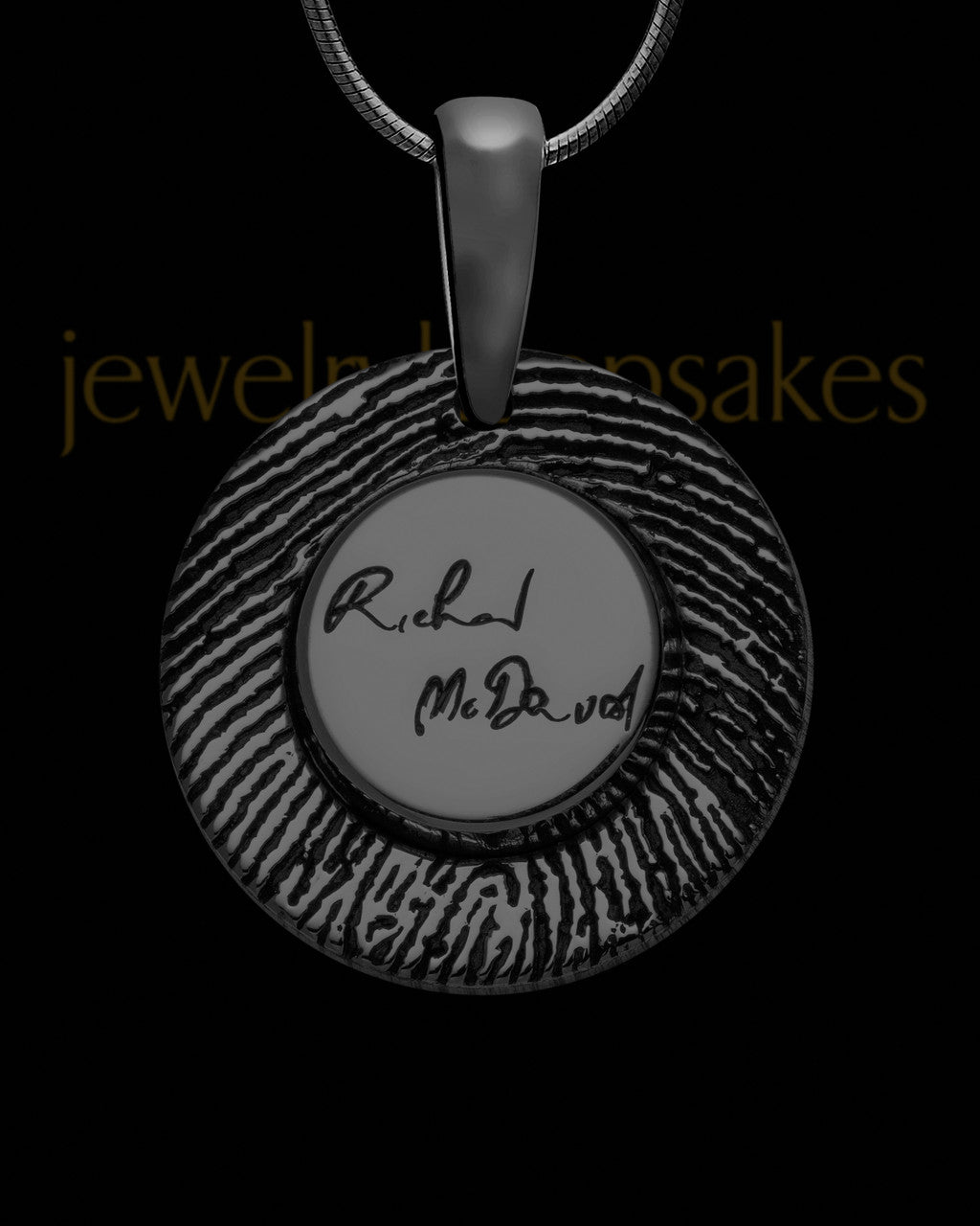 Black Sterling Silver Signature Circle Thumbprint Pendant