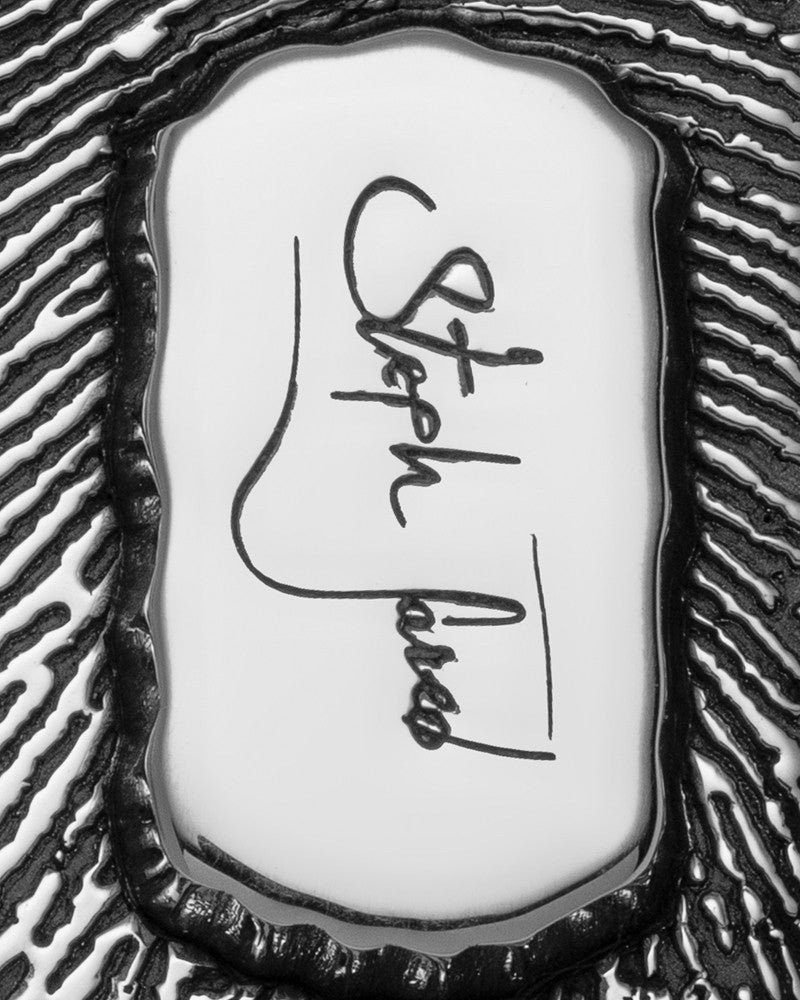 Solid 14K White Gold Small Signature Dog Tag Thumbprint Pendant