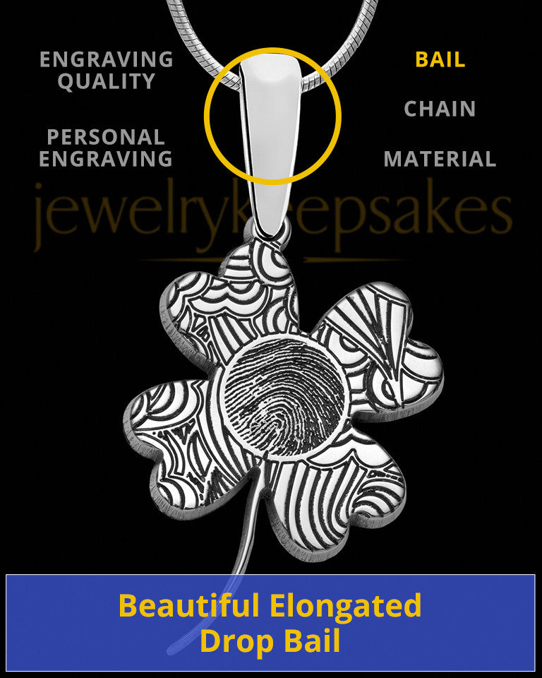 Sterling Silver Four Leaf Clover Thumbprint Pendant
