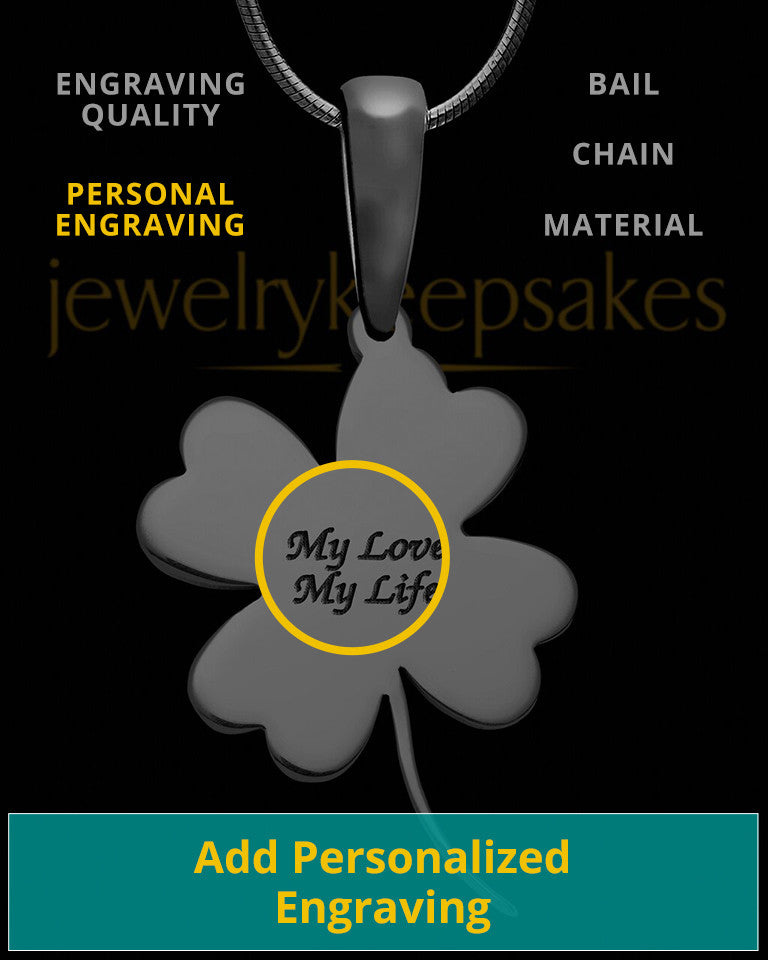 Black Sterling Silver Four Leaf Clover Thumbprint Pendant