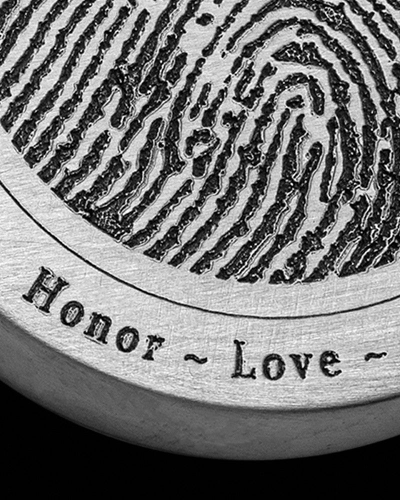 Brushed Stainless Steel Thick Round Thumbprint Pendant