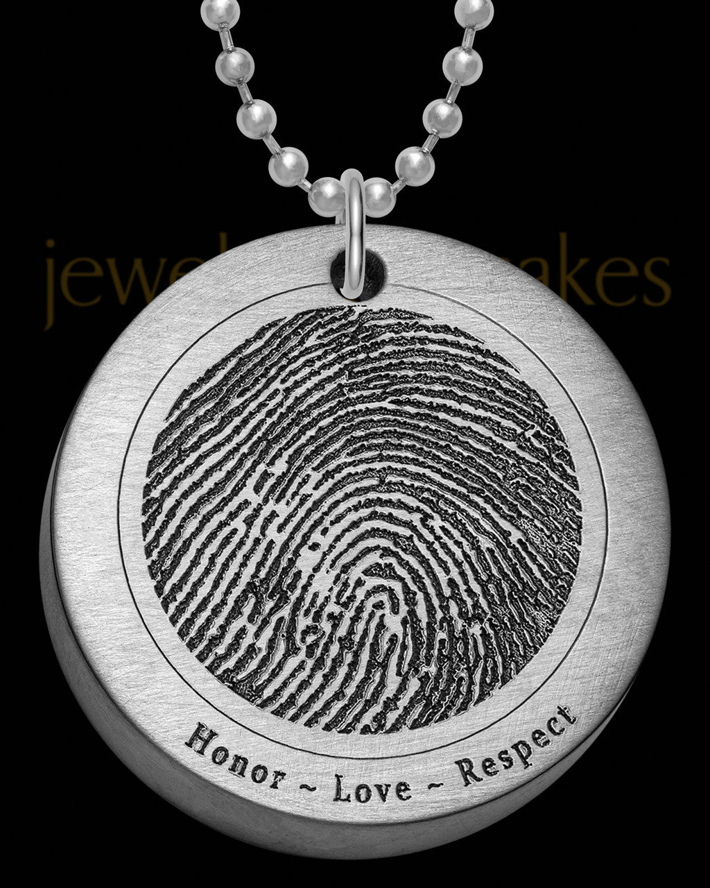 Brushed Stainless Steel Thick Round Thumbprint Pendant