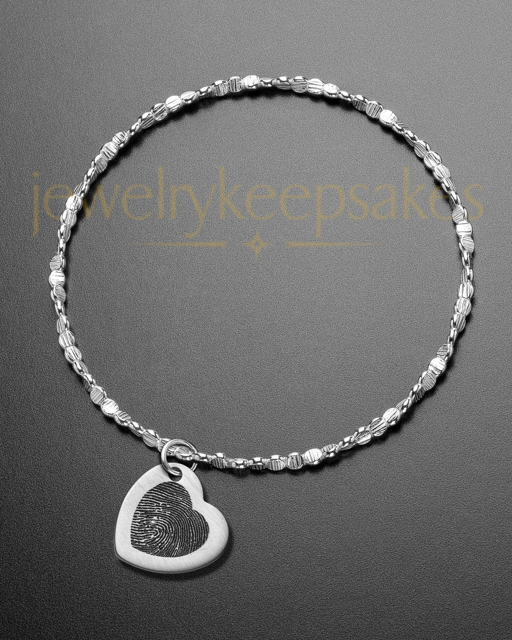 Heart Brushed Stainless Thumbprint Luxury Bracelet