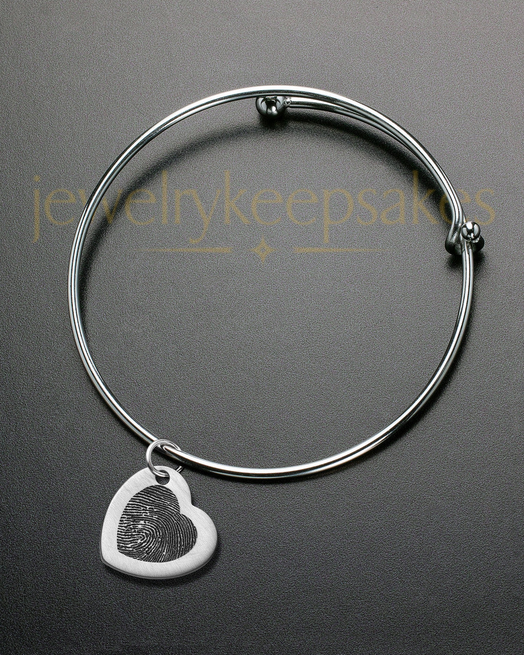 Heart Brushed Stainless Thumbprint Sophisticate Bracelet