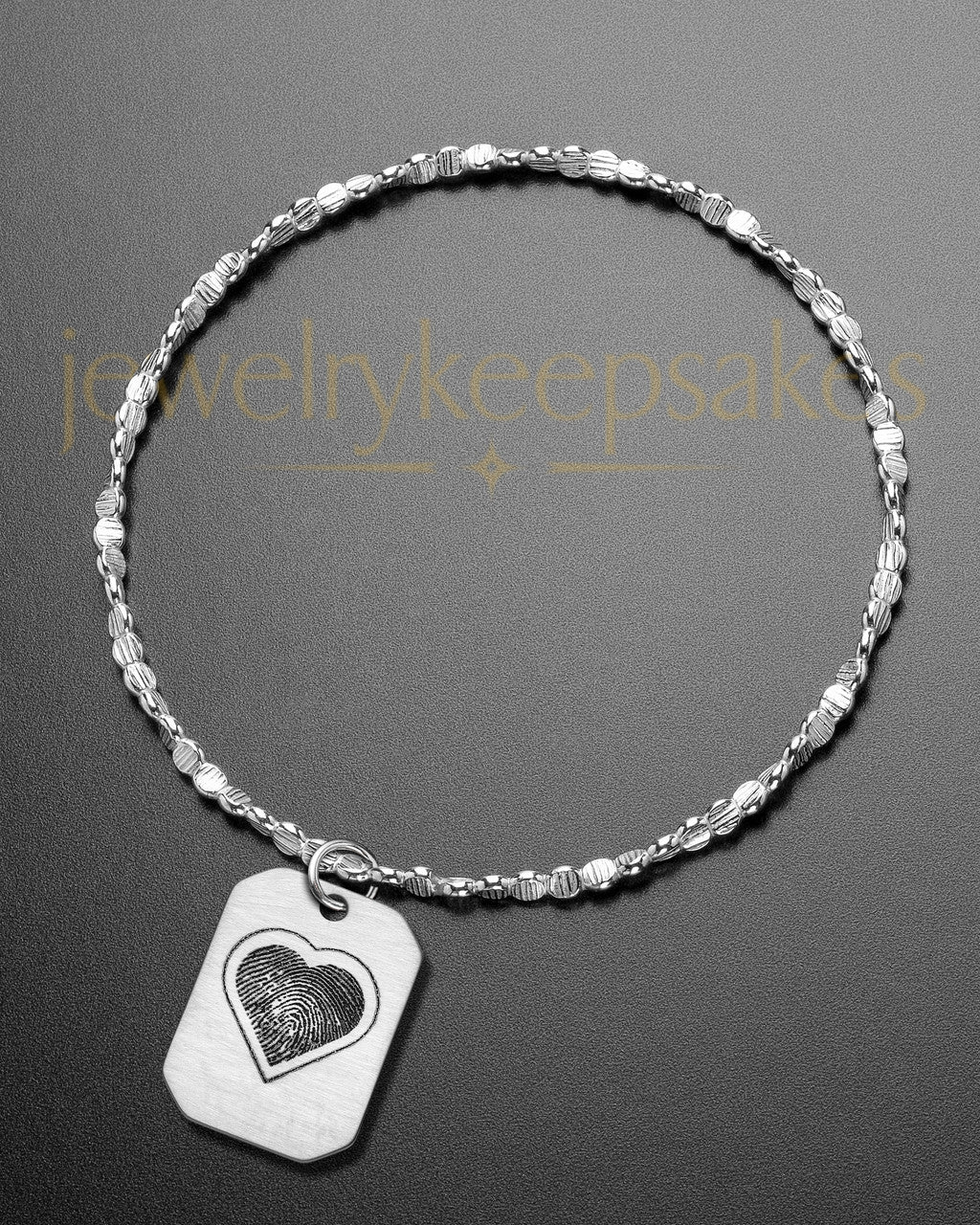 Brushed Octagon with Heart Thumbprint Luxury Bracelet