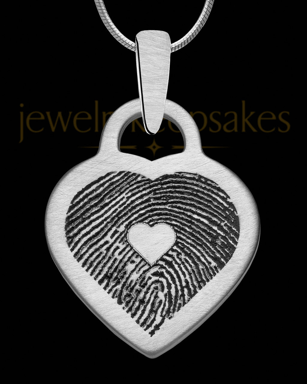 Brushed Stainless Steel Small Heart Thumbprint Pendant