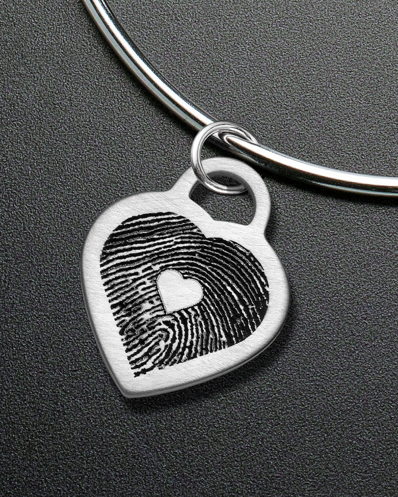 Brushed Small Heart Thumbprint Sophisticate Bracelet