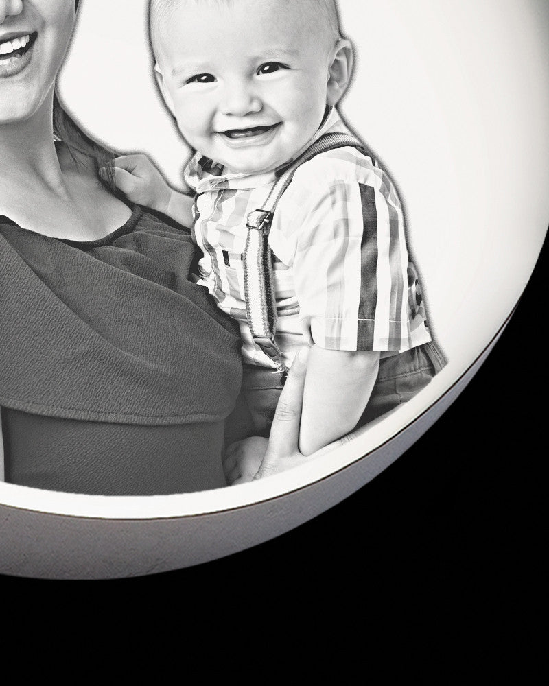 Photo Engraved Petite Thick Round Pendant Stainless Steel