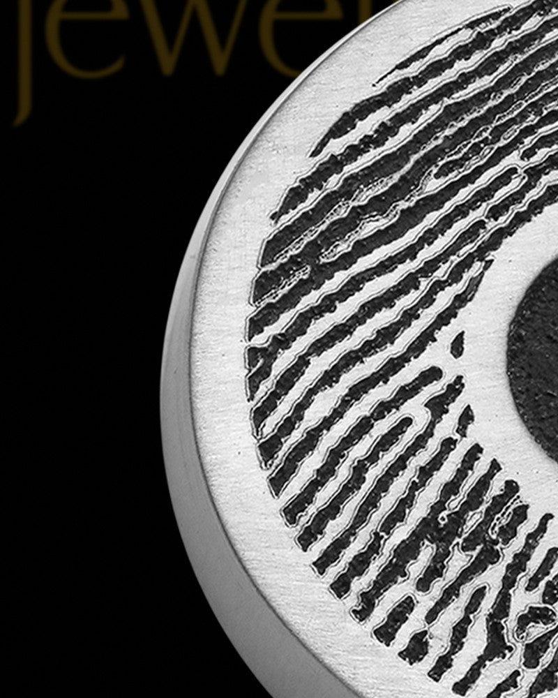 Stainless Steel Initial Petite Thick Brushed Round Thumbprint Pendant