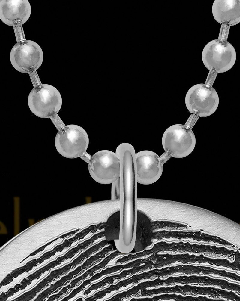Stainless Steel Initial Petite Thick Brushed Round Thumbprint Pendant