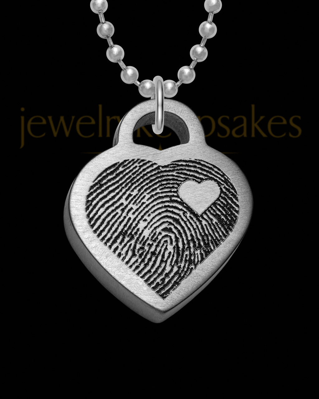 Stainless Steel Brushed Thick Small Heart Thumbprint Pendant