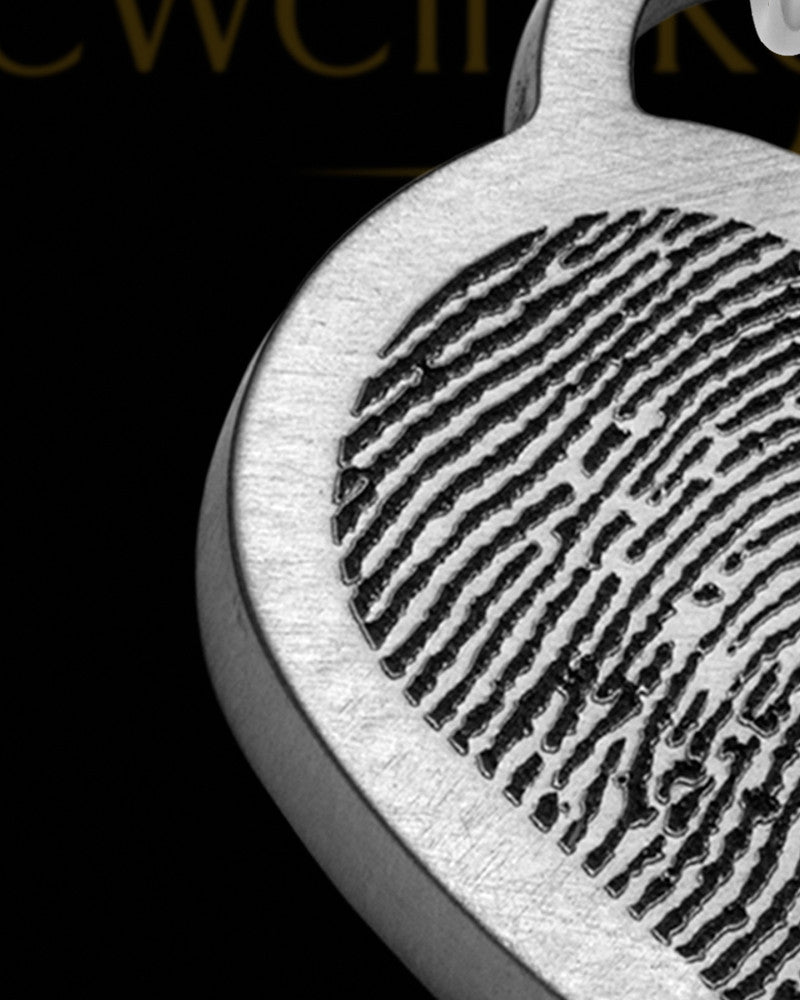 Stainless Steel Brushed Thick Small Heart Thumbprint Pendant