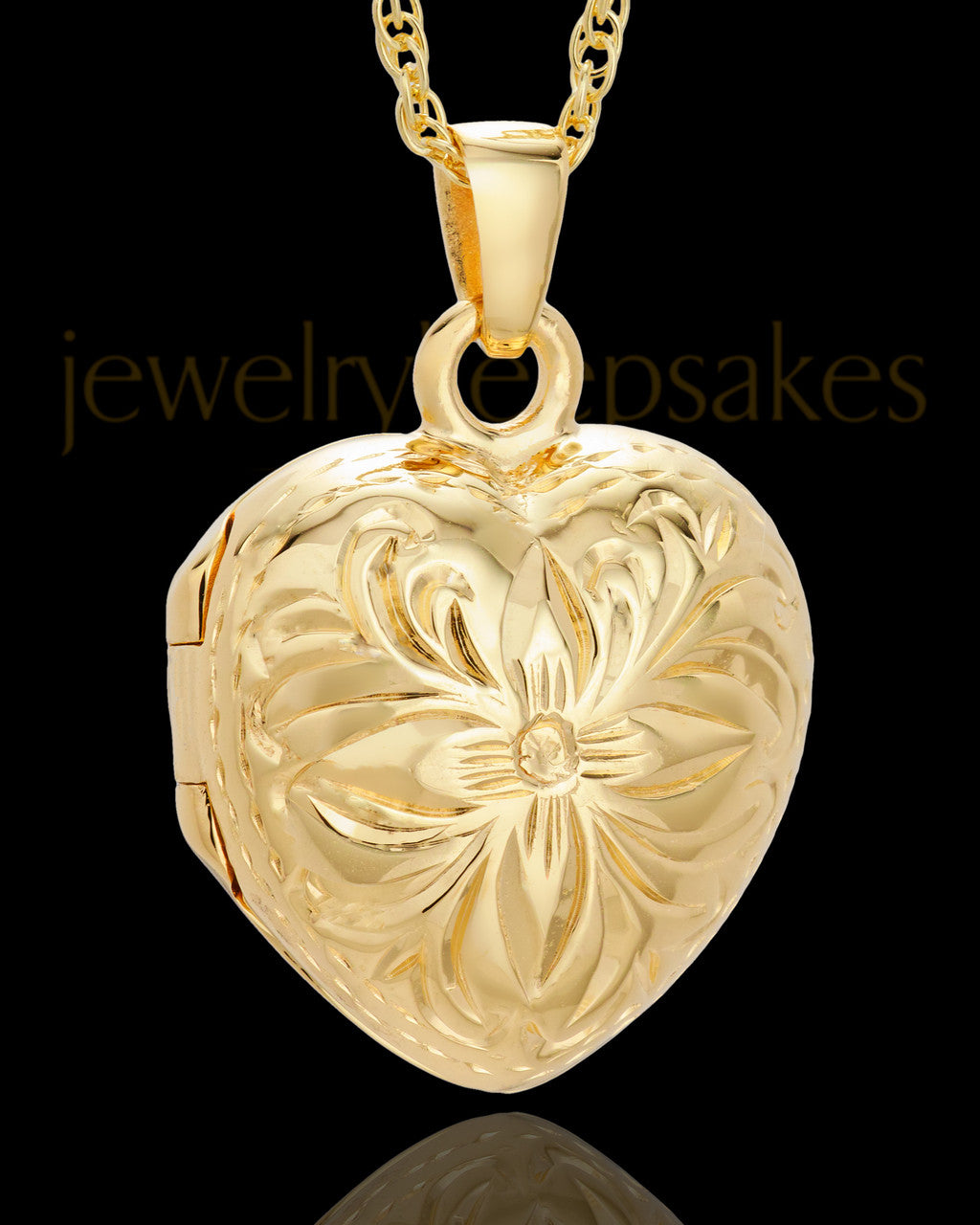 Cremation Jewelry Gold Vermeil Daisy Heart Keepsake