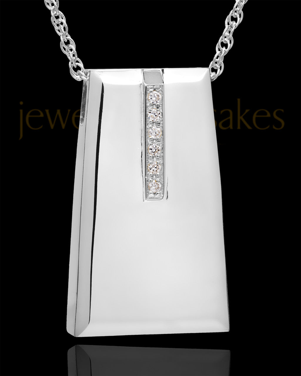 14K White Gold Shimmer Rectangle Cremation Necklace