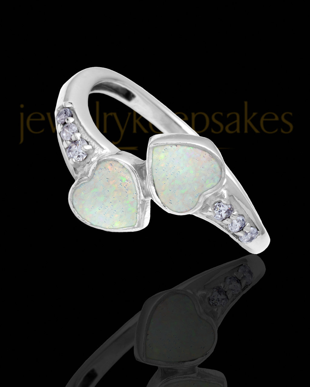 Ladies Isadora Crushed Linen Opal Silver Ash Ring