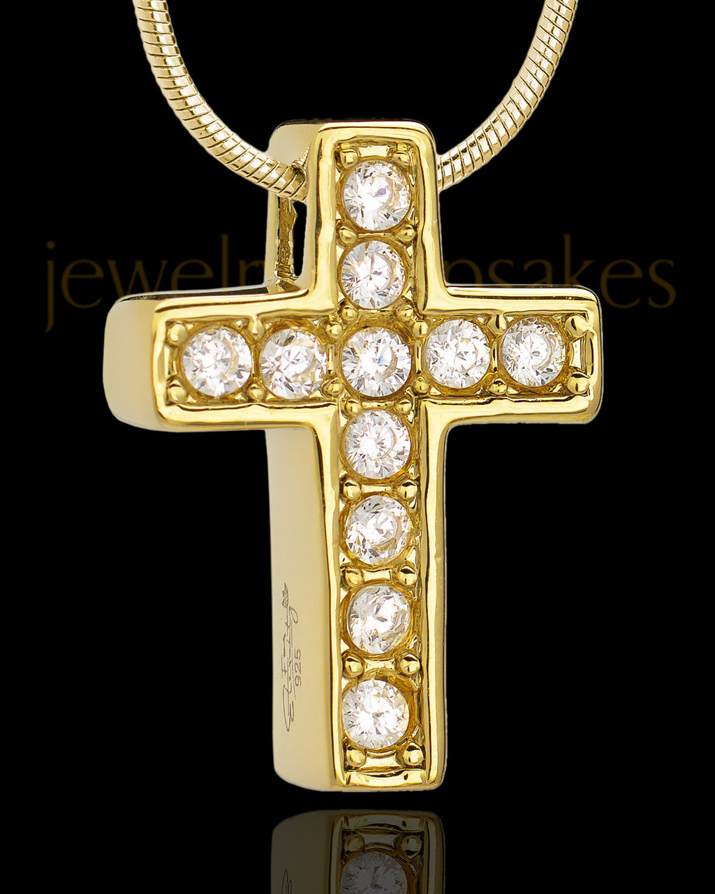 Gold Plated Saintly Cross Cremation Urn Pendant