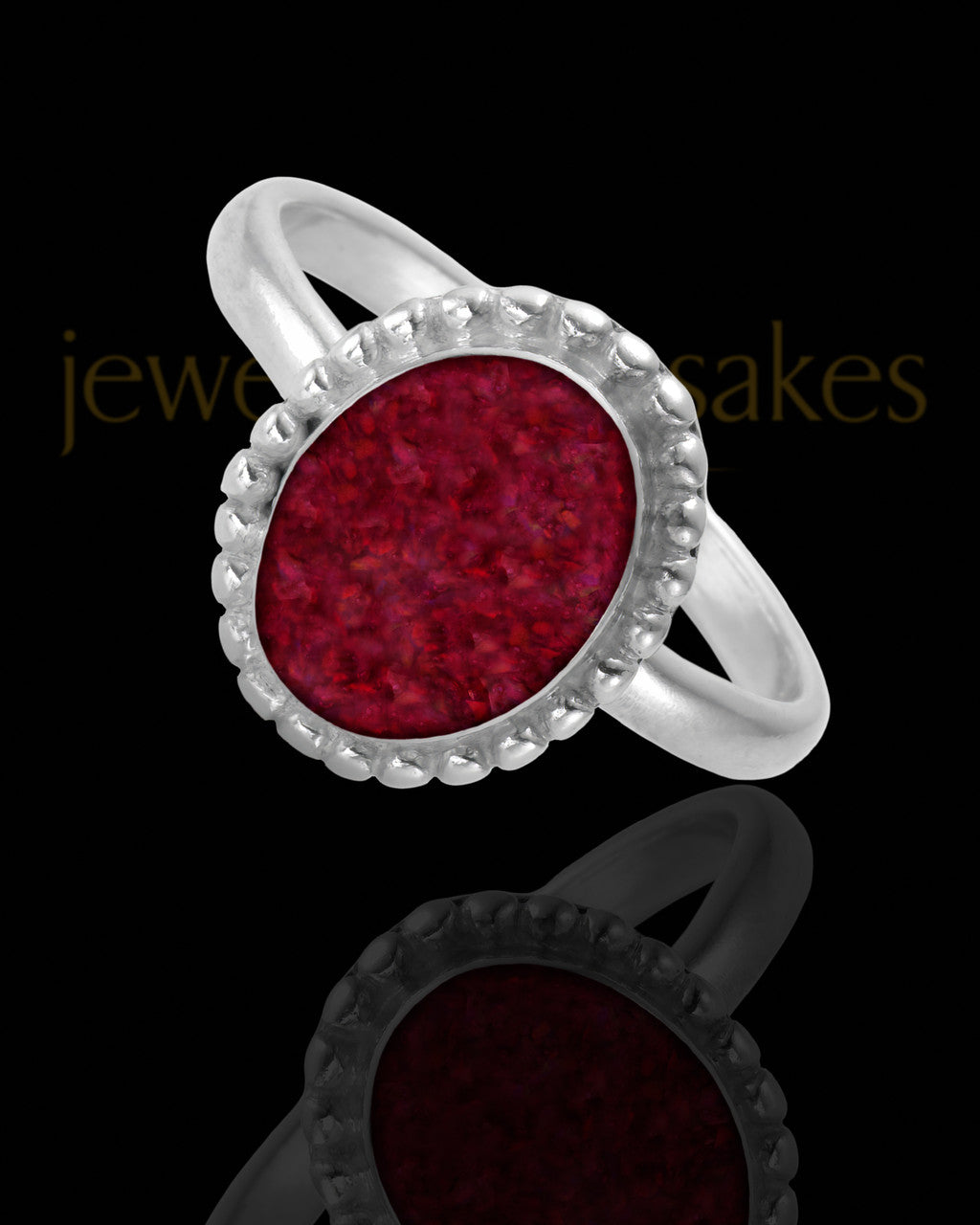 Ladies Carrollton Garnet Pearl Opal Silver Ash Ring