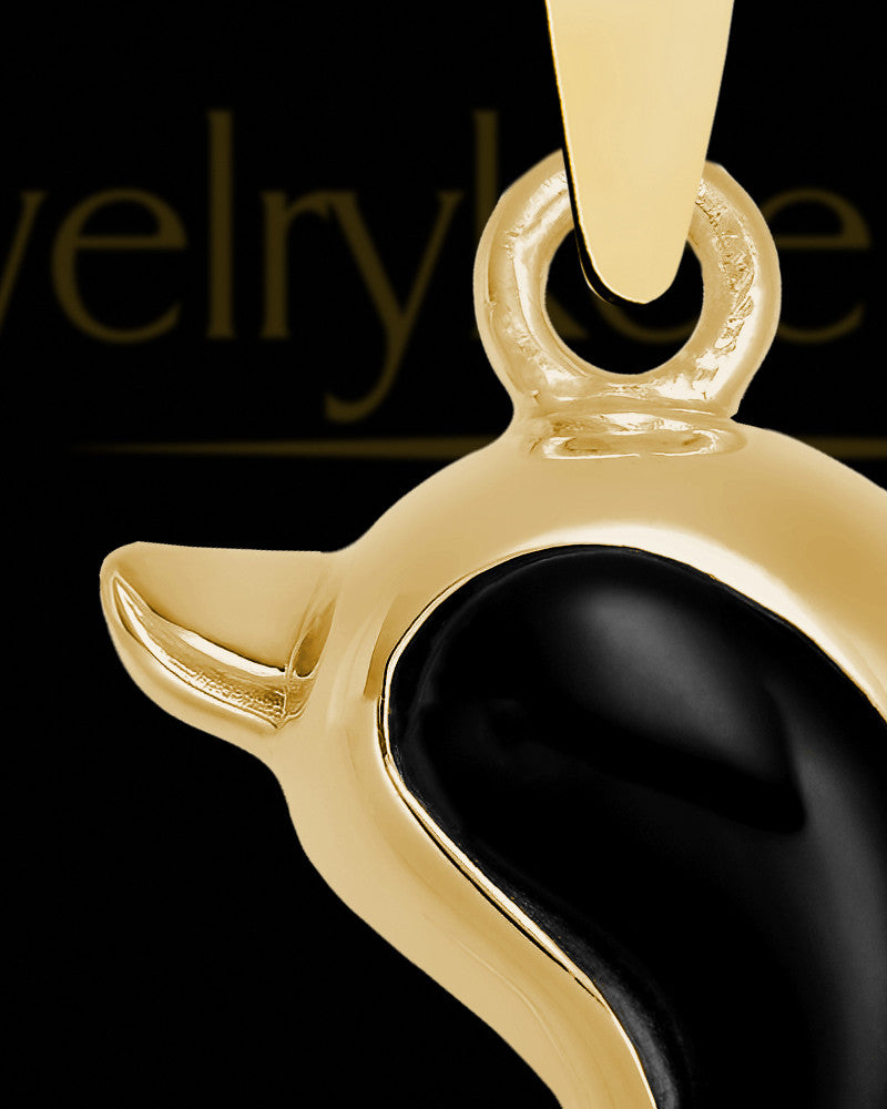 Jewelry Urn 14k Gold Black Dolphin Keepsake