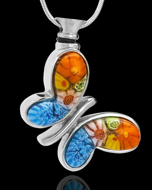 Personalized Colorful Fly Away Butterfly Keepsake Urn Necklace