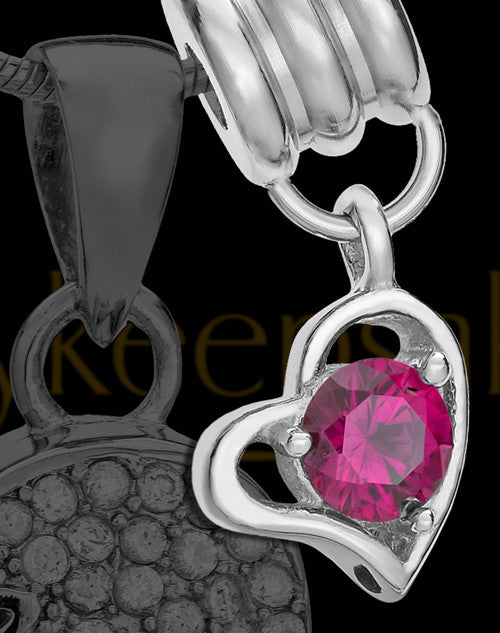 Add a July Birthstone Heart Silver