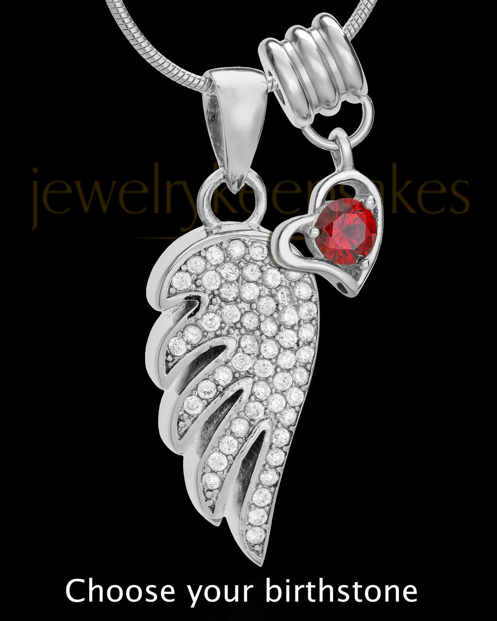Sterling Silver Soaring Spirit With Birthstone Cremation Urn Pendant