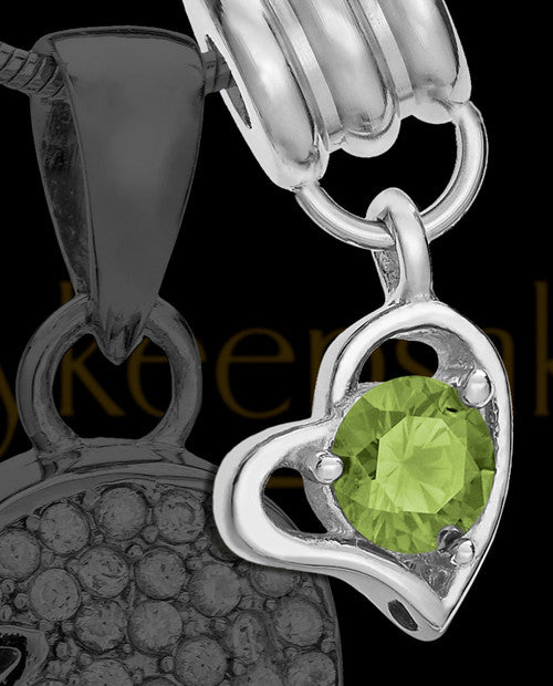 Add an August Birthstone Heart Silver