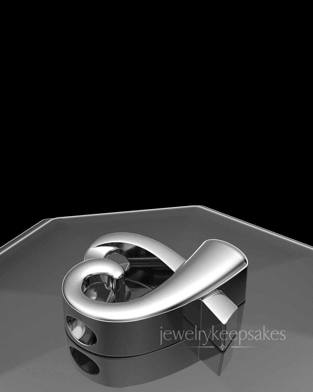 Solid 14k White Gold Ribboned Heart Permanently Sealed Waterproof Cremation Pendant