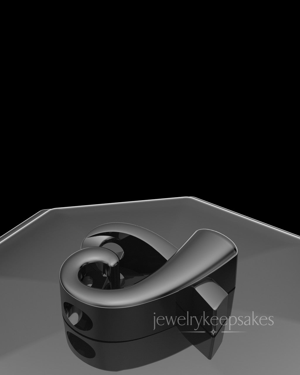 Black Plated Ribboned Heart Permanently Sealed Waterproof Cremation Pendant