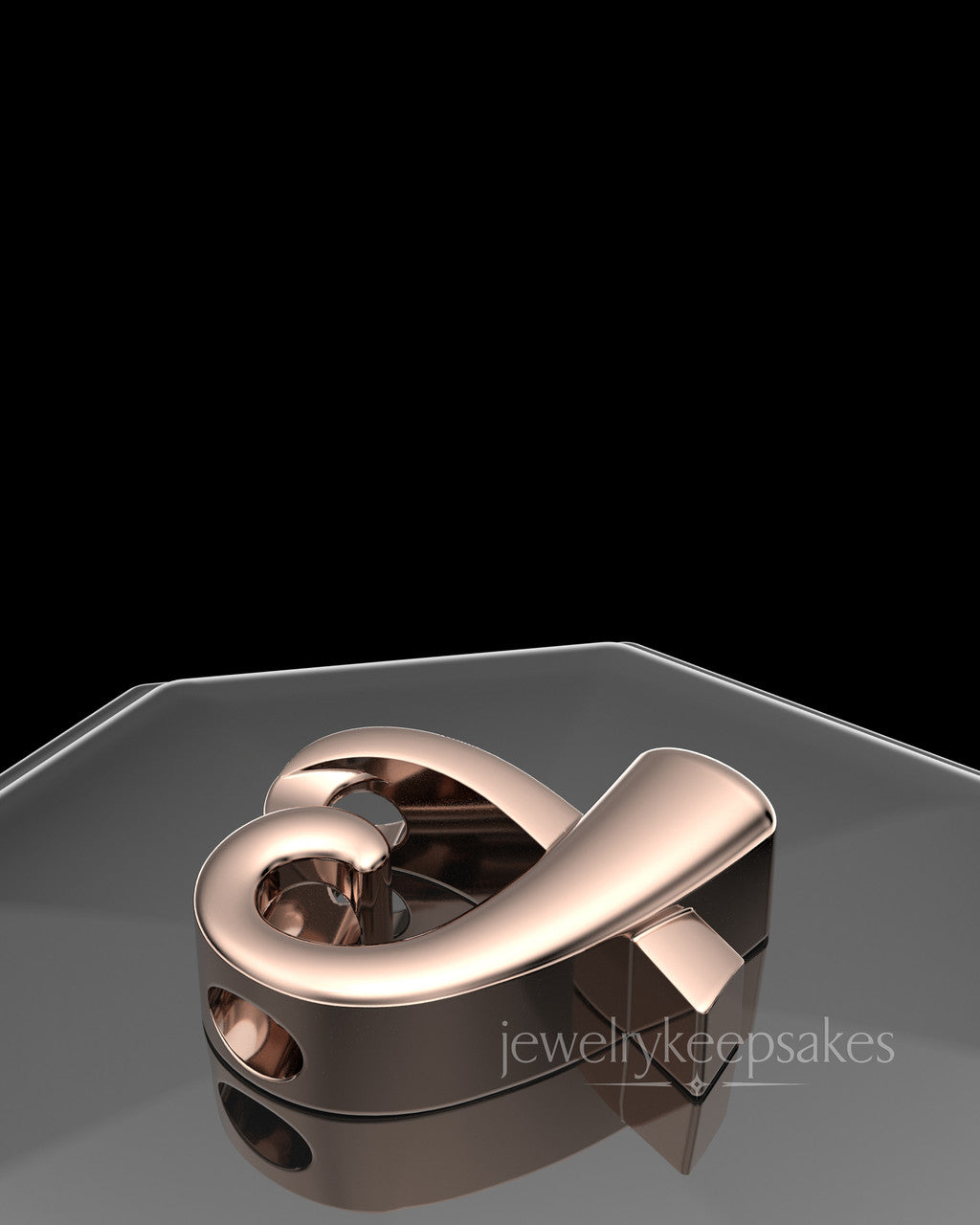 Rose Gold Plated Ribboned Heart Permanently Sealed Waterproof Cremation Pendant